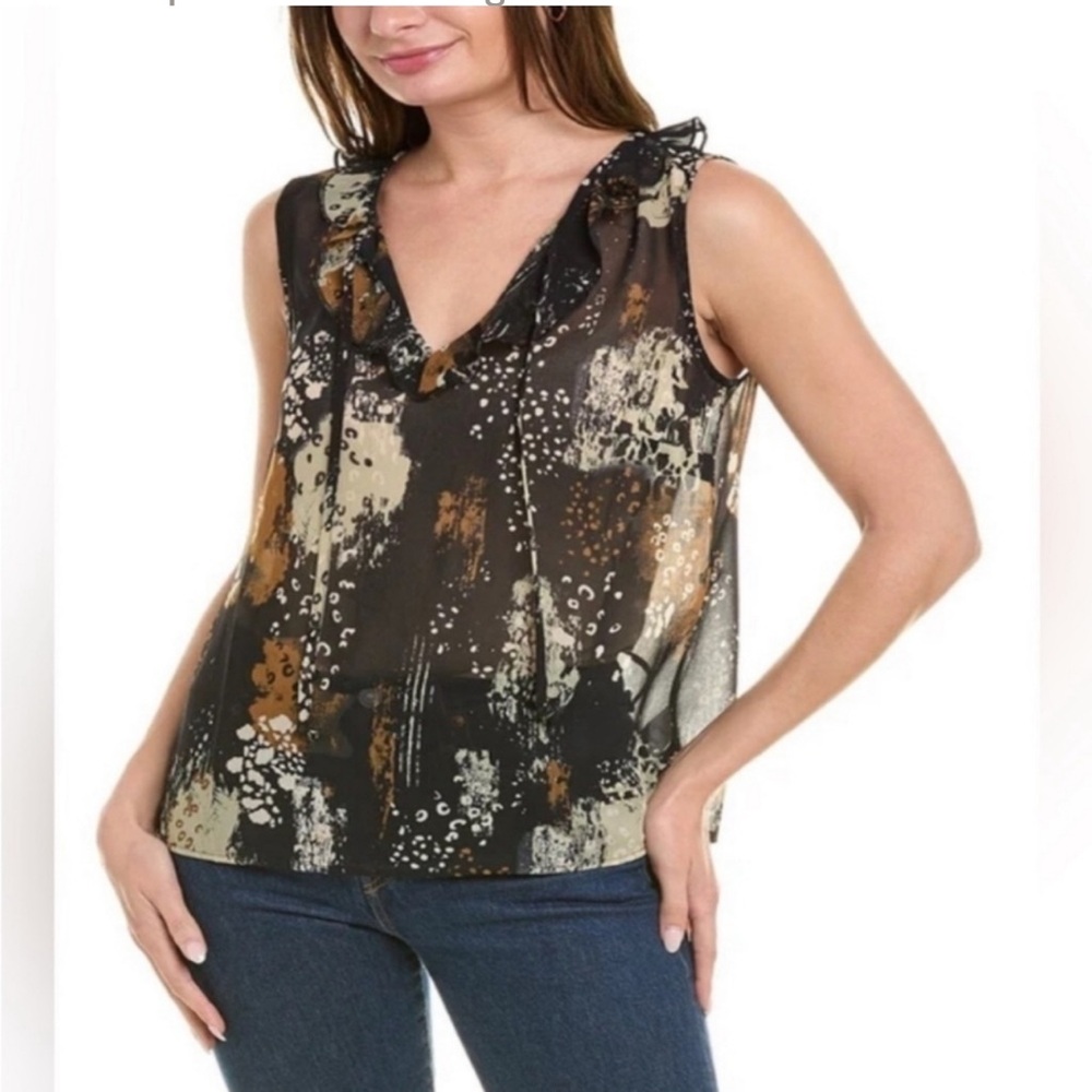 CAbi style 4185 Incandescent Top with Ruffles and Self Tie size Medium